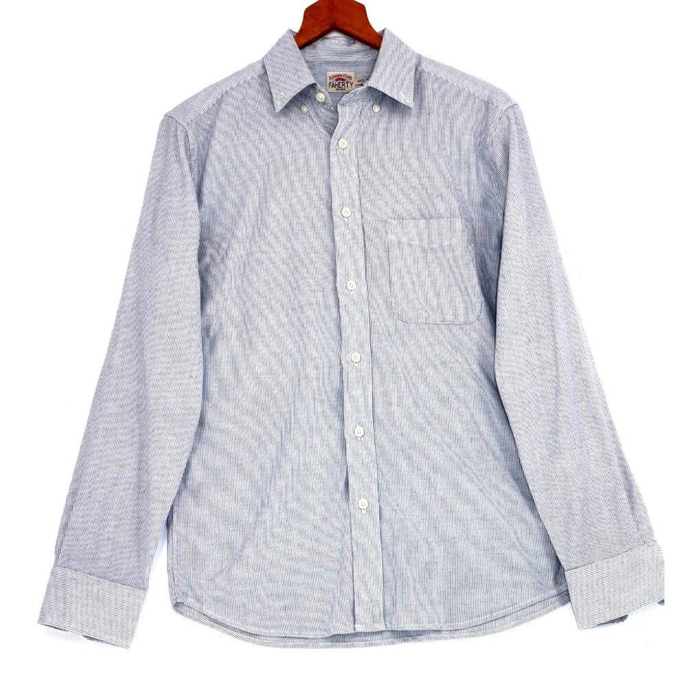 Faherty Mens XS Blue Striped Long Sleeve Button-Down Shirt Vintage Preppy